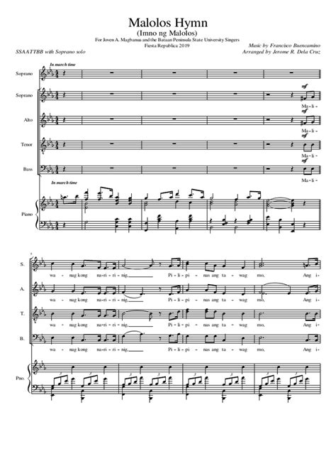 Malolos Hymn (Official Music Sheet) .